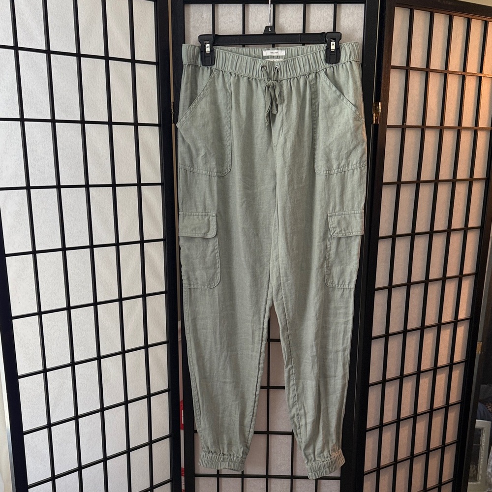 Nicole Miller Sage Green Cargo Jogger Pants